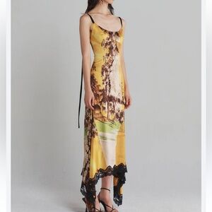 MONSE Yellow and Brown High Low Dress